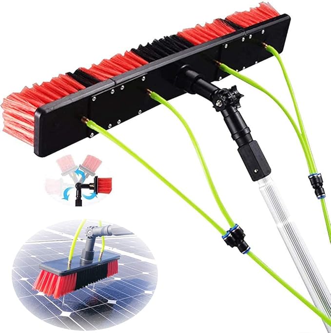 Photovoltaic Panel Cleaning, 3-12M Water Fed Telesbrush, Window Clean, Extendable Cleaner Conservatory Roof Cleaning Tools/8M Rod/30Cm Brush Head