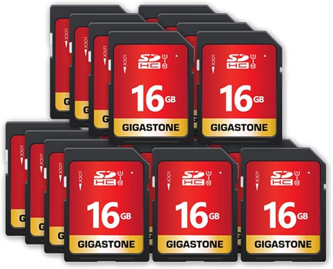 GIGASTONE 16GB SD Card 20-Pack UHS-I U1 Class 10 SDHC Memory Card High Speed Full HD Video Compatible with Digital Camera, SPYPOINT TACTACAM WOSPORTS Trail Camera, with 20 Mini Cases