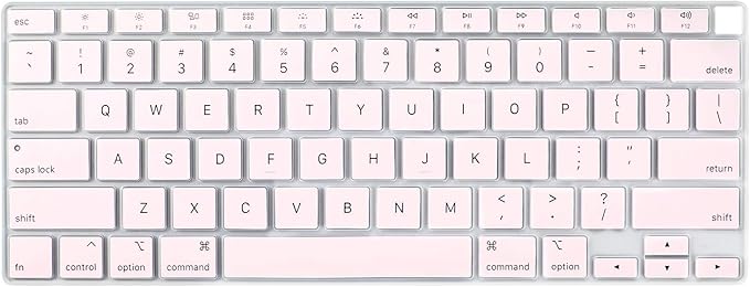 Allinside Soft Silicone Keyboard Cover for MacBook Air 13.3 inch (A2337 M1 A2179, 2021 2020) with Touch ID, Quiet Typing Keyboard Protector Skin, US Version, Light Pink
