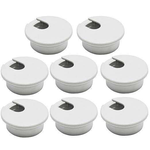 BOPOREAE 8 Pcs Desk Grommet 2" (50 mm), Desk Cord Hole Cover, Cable Grommet ABS Plastic, Desk Hole Grommet for Office and Home Table Cable, Detachable Cable Cord Organizer, Black