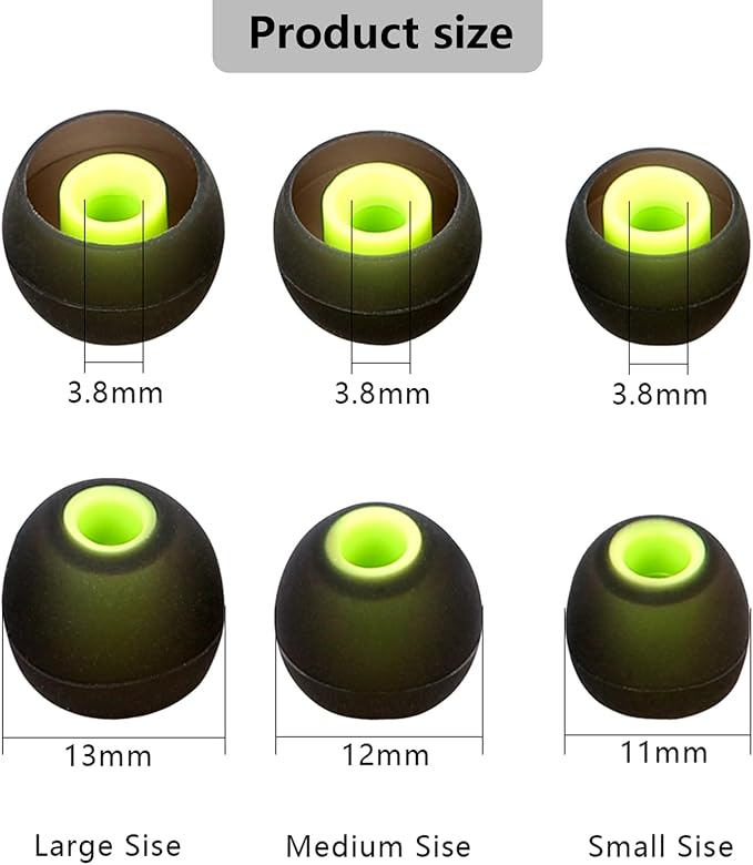 MMYQXI Silicone Replacement Earbud Tips Ear Tips Fit for in-Ear Headphones (Inner Hole 3.8mm -5.1mm) Earbud Replacement Tips 9 Pairs