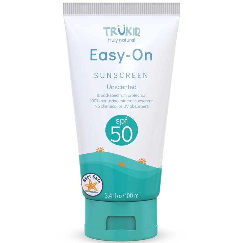 TruKid Sport Mineral Sunscreen SPF 30 - All Natural Kids & Baby Sunscreen for Face & Body, Non-Toxic Zinc Oxide Sunblock Protection for Sensitive Skin, Unscented, FSA Eligible, Travel Size 3.4oz