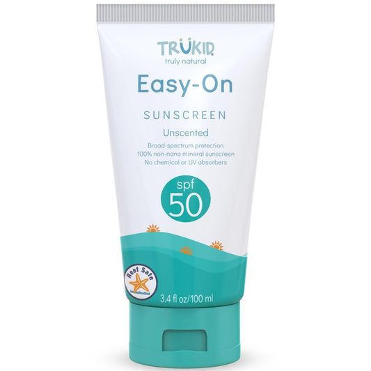 TruKid Sport Mineral Sunscreen SPF 30 - All Natural Kids & Baby Sunscreen for Face & Body, Non-Toxic Zinc Oxide Sunblock Protection for Sensitive Skin, Unscented, FSA Eligible, Travel Size 3.4oz