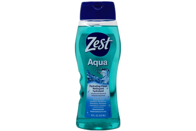 Zest Hydrating Body Wash - Aqua - Moisturizing Body Wash for Men and Women - Bath Soap with Vitamin E - Gentle Paraben Free Formula - 6 pc