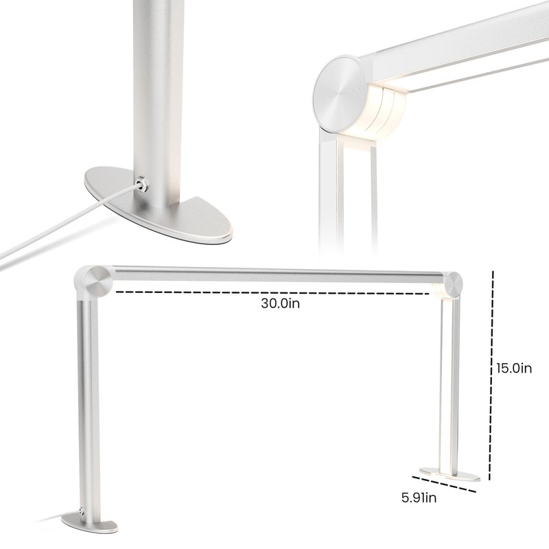 gelpal Nail Tech Lamp for Desk，30" 48W Professionals Led Light, Desk Lamp for Lash Eyelash Extension,Color Temperature 2700K-6000K, Full fold kunzl Makeup lamp,Salon&Home(Silver)