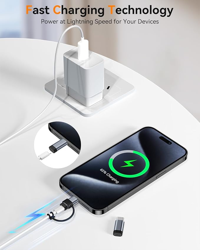Temdan Not for Audio/OTG [4 Pack Lightning to USB C Adapter] for iPhone 15/16/17 Pro/17 Pro Max,for iPhone 17/16 Charger,17/16 Accessories,Fast Charging & Data Transfer,USB C Charger Connector Cable