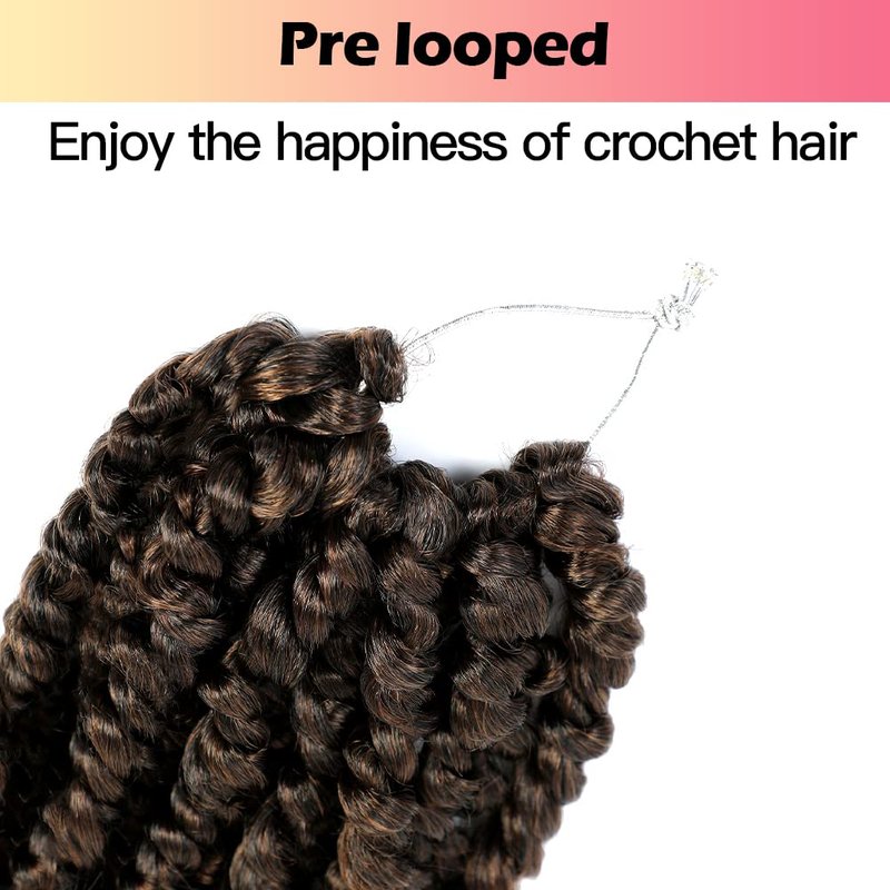 Niseyo 6 Inch Passion Twist Hair Pre-twisted 8 Packs Pre-looped Crochet Passion Twist Crochet Hair Short Braids (T30, Ombre Medium Dark Brown)