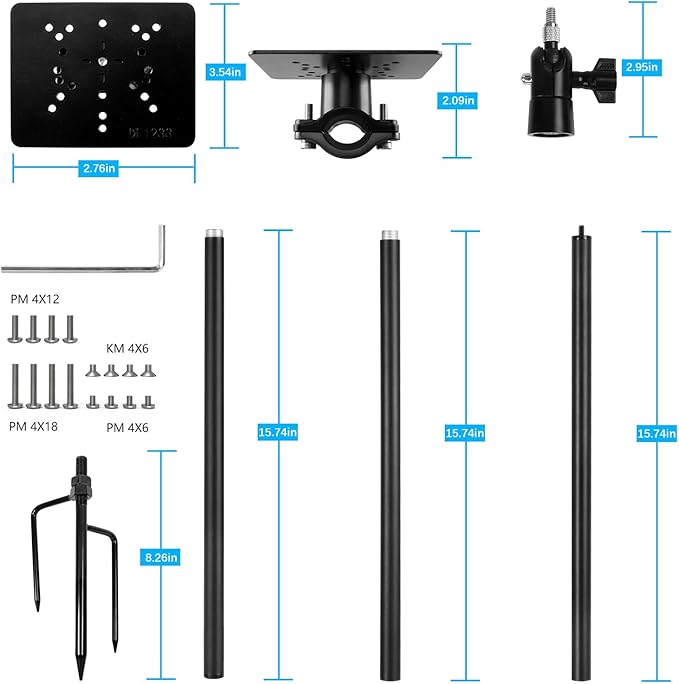 Koroao Ground Stake Mount for eufy Solocam S340/E30/S330,Reolink Argus PT 3MP/4MP/5MP,AOSU SE/Lite/Max,ANSQUE(GU01/SA01),SEHMUA,TP-Link Tapo Outdoor Pan/Tilt Wi-Fi,Cinnado B6 Security Cameras (Black)