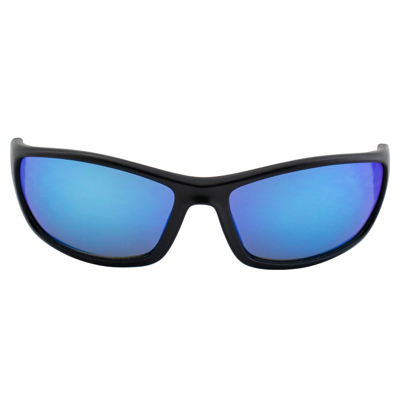 Optic Edge Overdrive Sports & Motorcycle Sunglasses for Men or Women w/Black Frame & Ice Blue Mirror Lens