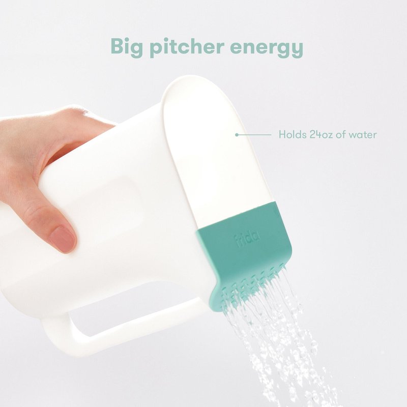 Frida Baby Control The Flow Bath Rinse Cup, Tear Free Rinser to Wash Hair and Body with Easy Grip Handle and Removable Rain Shower, Made in USA