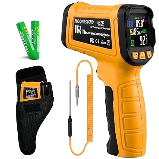MOONASCEND Infrared Thermometer Temperature Gun -58°F to 1796°F, 50:1 Dual-Mode Temp Guns with K-Type Thermocouple for Internal Readings, HVAC Contactless Lazer IR Thermometers for Home & Industry