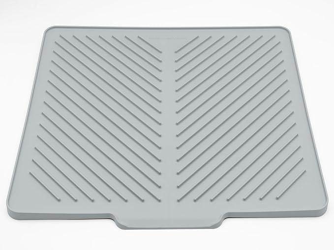 WeatherTech DishMat Drain- 16" x 18" Drip Dry Hand-Washed Dish Drying Mat, Pebble