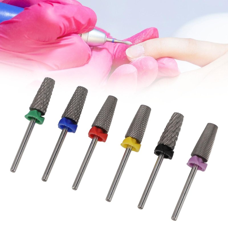 6pcs 5 in 1 Nail Drill Bits Sets, 3/32 Inch Tungsten Steel Electric Nail File Acrylic Gel Nail Bit Kit, Fast Removal High Strength for Acrylic Gel Nails Manicure Pedicure