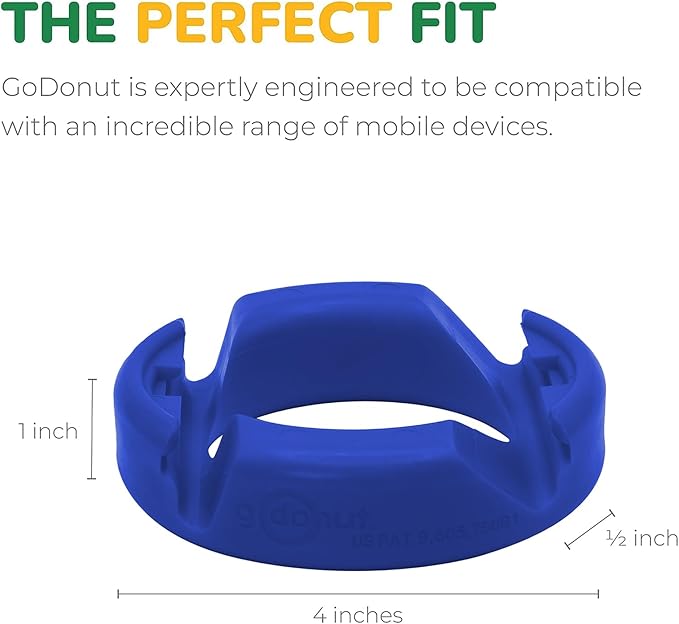 GoDonut Original – Phone and Tablet Stand – Compatible with Devices UP to 0.5" Thick Including Protective Cases - for use at Work, at Home, Travel and on-the-go - Blue