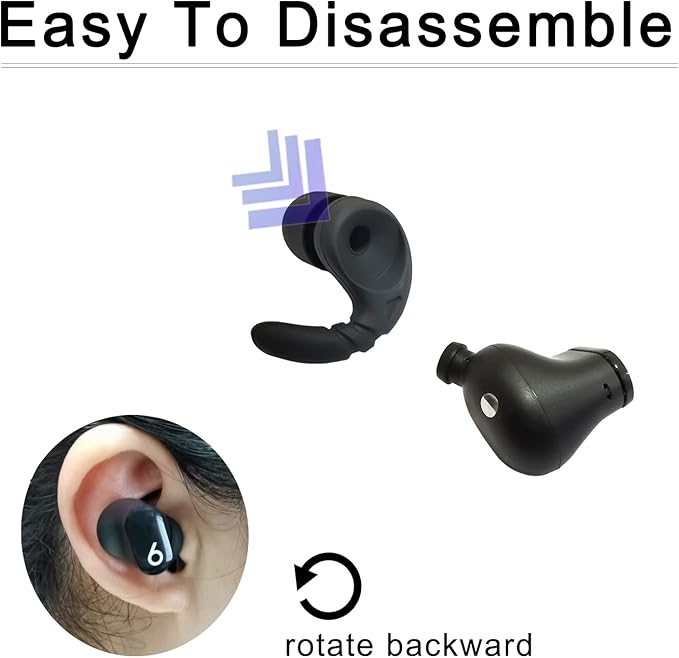 Anti-Slip Ear Hooks & Tips for Beats Studio Buds – Secure Fit, Noise Isolating Replacement Earbuds Tips, 3 Pairs