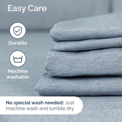 Flex Top Split Head King 4 Piece Sheet Set - Comfy Breathable & Cooling Bed Sheets Set - Hotel Luxury Bedding for Women, Men, Kids, Teens, Boys & Girls - Deep Pockets, Soft, Oeko-Tex - Heathered Blue