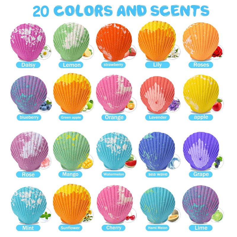 Bath Bombs for Kids - Surprise Marine Animals Inside | 20 Handmade Bubble Bath Fizzes for Birthday, Christmas & Party Favors