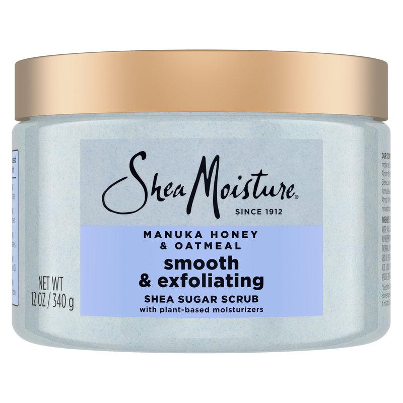 SheaMoisture Shea Sugar Body Scrub Manuka Honey Oatmeal for smooth & exfoliating Smooth and Exfoliating Body scrub with 24h shea moisture nutrients 12 oz