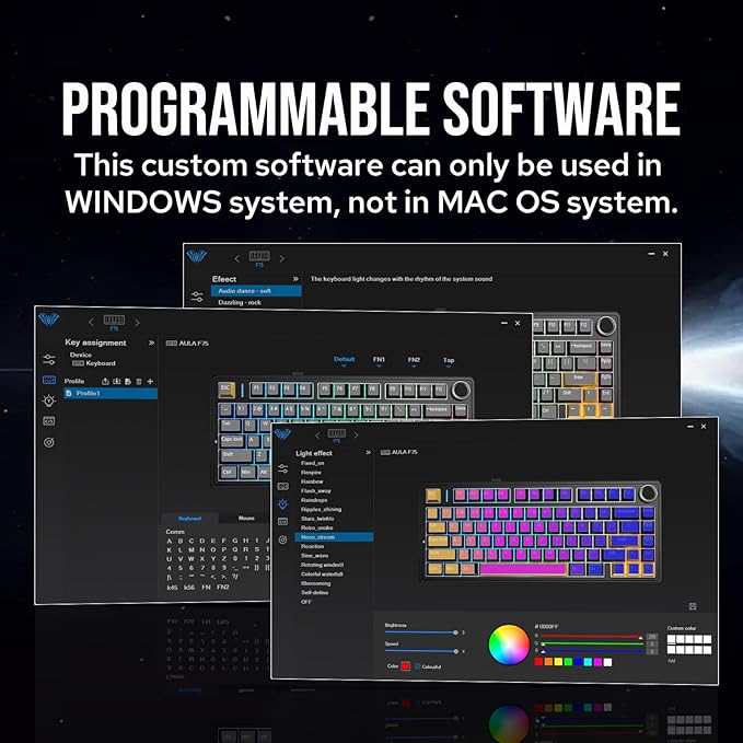 EPOMAKER x Aula F75 Gasket Mechanical Keyboard, 75% Wireless Hot Swappable Gaming Keyboard with Five-Layer Padding&Knob, BT/2.4GHz/USB-C, RGB (Black Gradient, LEOBOG Reaper Switch)