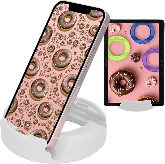 GoDonut Original – Smartphone and Tablet Stand – Compatible with Devices UP to 0.5" Thick Including Protective Cases - for use at Work, at Home, Travel and on-the-go - White