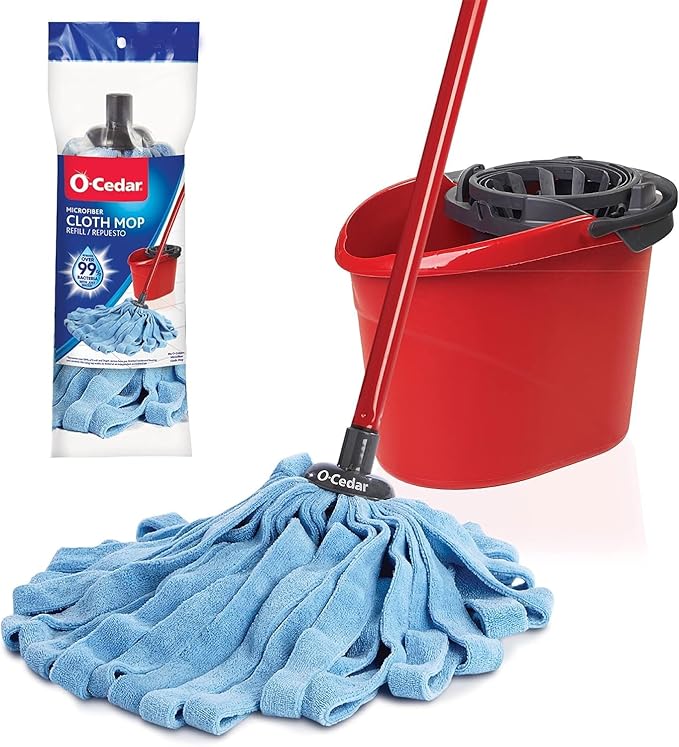 O-Cedar Quickwring Bucket & MF Cloth Mop + 1 Citrus PAC (Variety Pack)