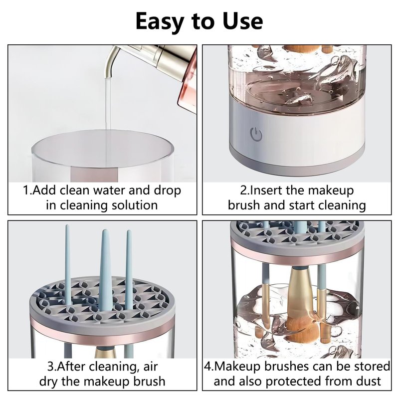 WALULAN Makeup Brush Cleaner, Automatic Brush Washer, Quick Dry Rechargeable Power Cleaning Brushes