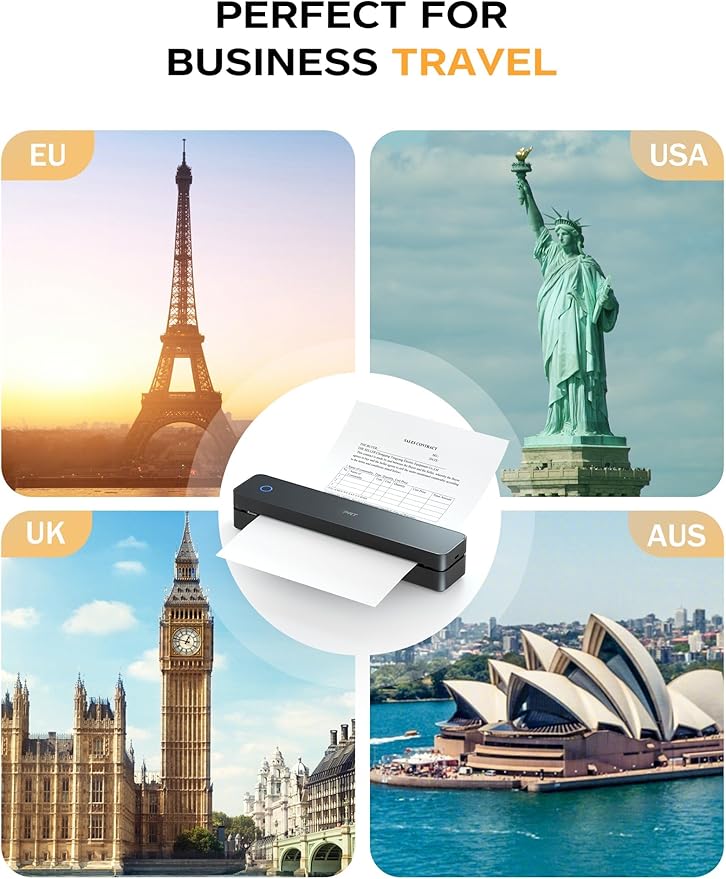 PRT MT610 Inkless Thermal Printer, Wireless Phone Bluetooth, Laptop USB PC