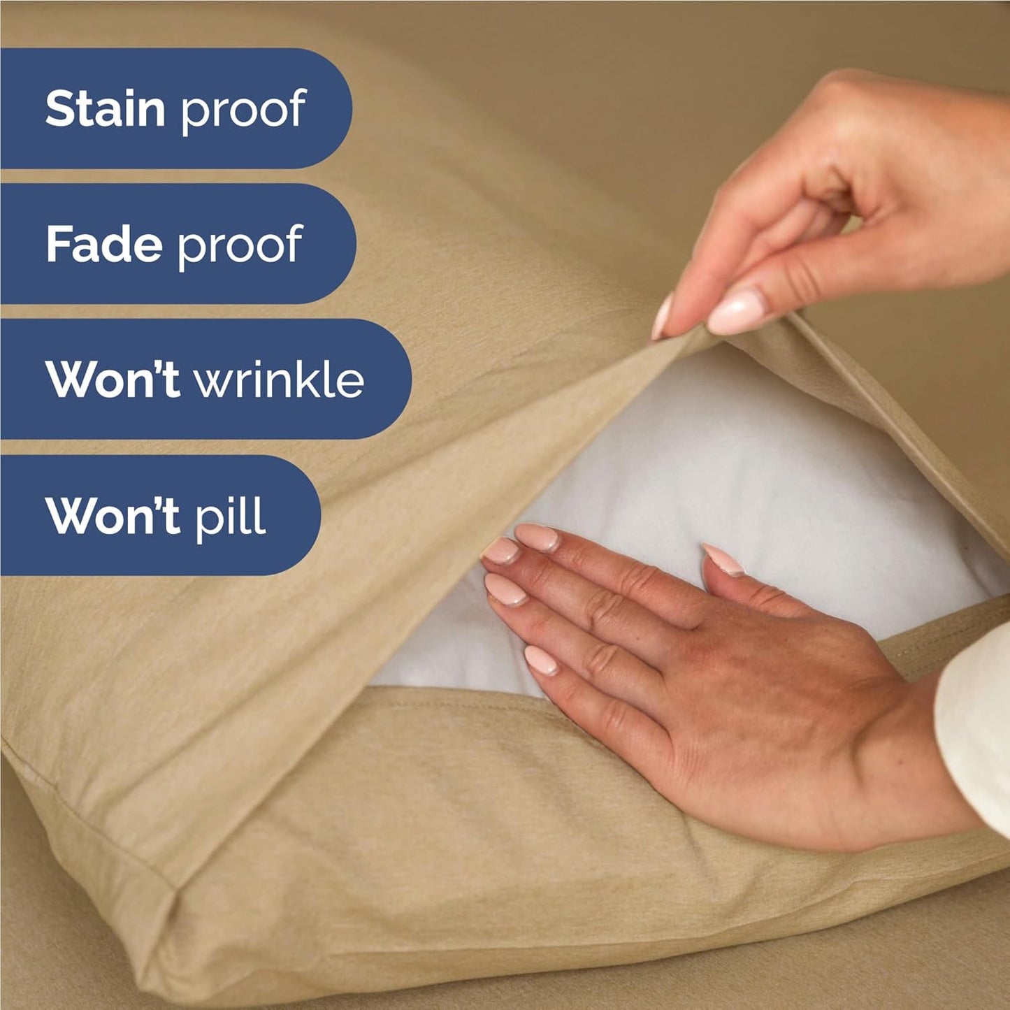 Skiennix Full Size 4-Piece Sheet Set - Comfy, Breathable & Cooling Hotel Luxury Bedding - Tan, Deep Pockets, Soft & Wrinkle-Free