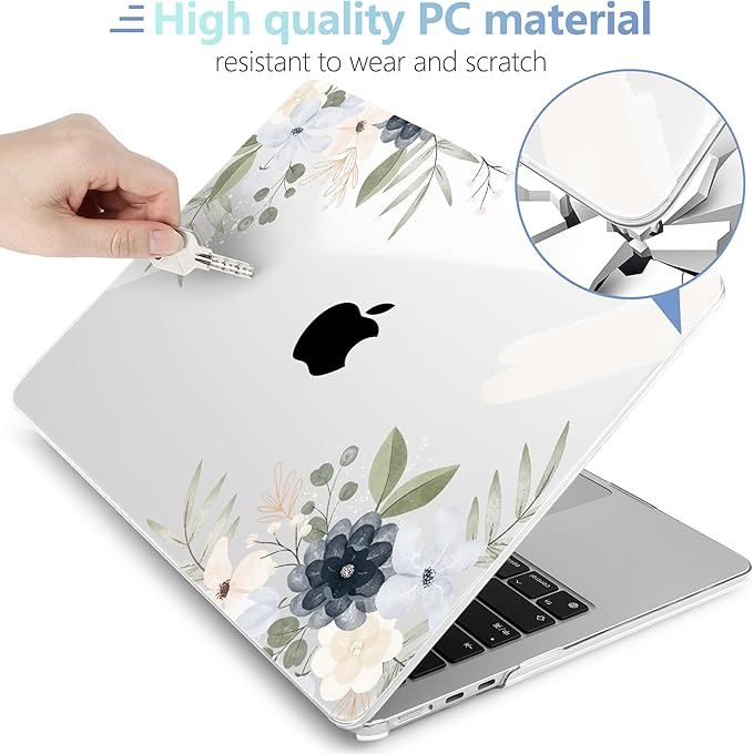 MEEgoodo for M5/M4/M3/M2 MacBook Air 15 inch Case 2026 2025 2024 2023, Case Fit Model (A3448/A3241/A3114/A2941) for MacBook Air 15.3 inch, Vintage Floral