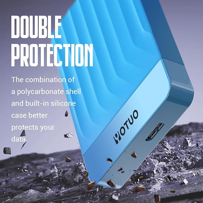 YOTUO 1TB External Hard Drive, Portable Storage Expansion HDD, USB 3.0 & USB-C for PC, Mac, Desktop, Laptop, Smartphone, PS4, Xbox One, Xbox 360, Office & Game, Blue