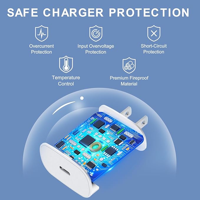 Phone 17 16 15 Charger Fast Charging,30W USB C Phone 17 16 15 Pro Max Charger Block &6.6FT Long Type C Cable Cord for i.Phone 17/17 Air/17 Pro/17 Pro Max/16/16Plus/16 Pro/16 ProMax/15/15Pro Max,Blue