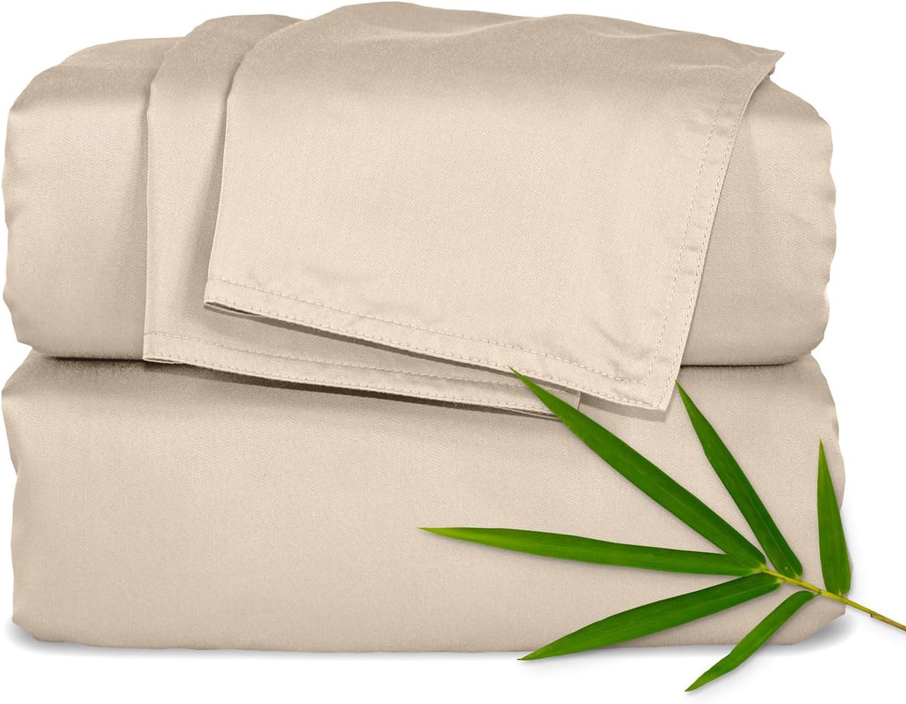 Pure Bamboo Queen Sheets - Luxuriously Soft 100% Organic Viscose Bed Sheet Set | Cooling & Durable (Queen, Almond)