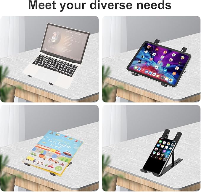 weourwe Ergonomic and Foldable Laptop Stand for Desk, Adjustable Riser, Fits All Laptops and Notebooks up to 17,Ultra-Thin,Ventilated Cooling,ABS+Silicone,Black.