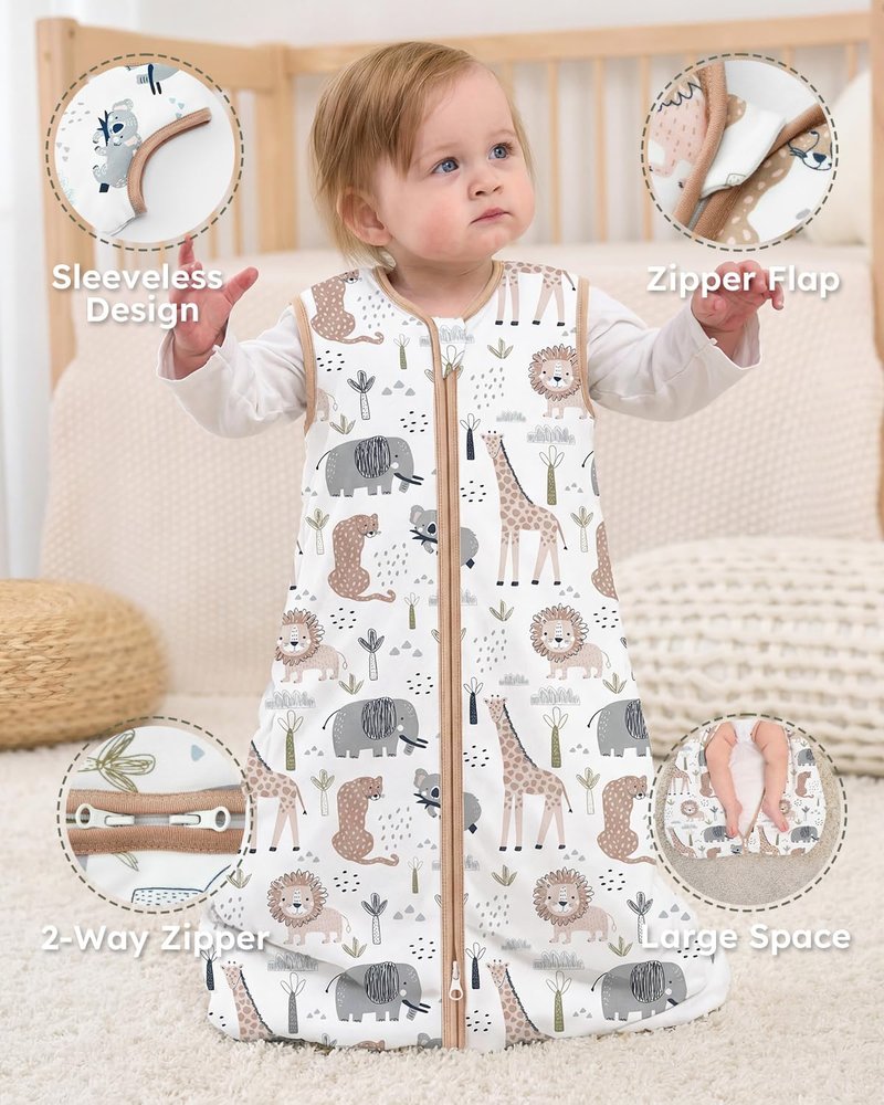 Yoofoss Baby Sleep Sack 0-6 Months, 1.5 Tog Baby Wearable Blanket with 2-Way Zipper, 100% Cotton Organic Fabric Winter Infant Sleeping Sack, Warm Soft Comfy