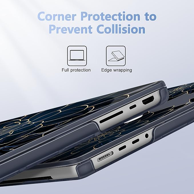 Lepeoac for MacBook Pro 16 inch Case M1 M2 M3 M4 M5 Pro/Max with Liquid Retina XDR, Release 2021-2025 2026 A3429 A3428, Hard Shell Case with Screen Protector & Keyboard Cover, Flower Dahlia