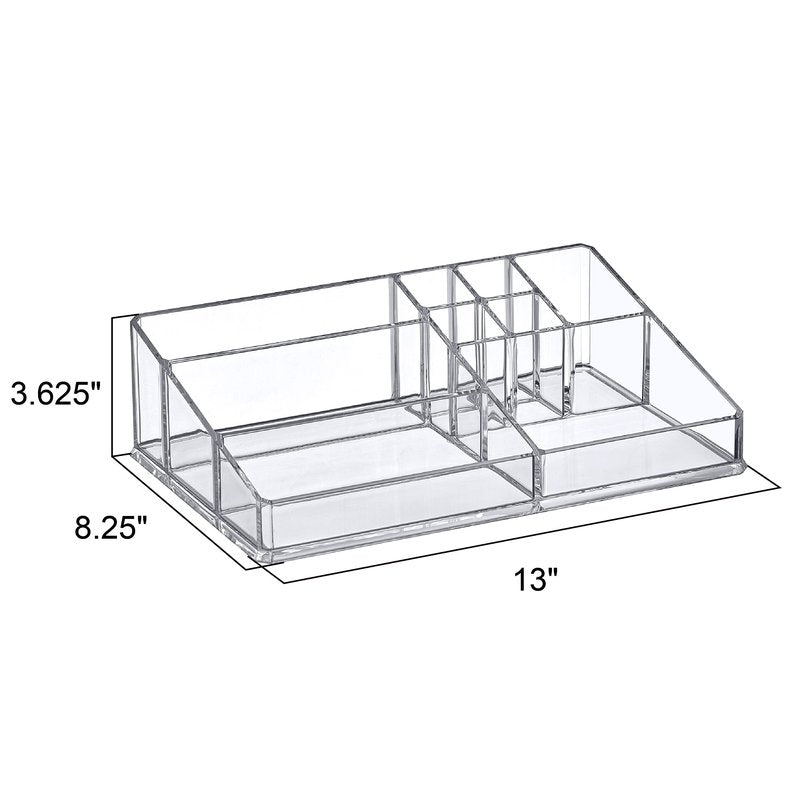 Amazing Abby - Tiffany - Acrylic Cosmetic Organizer (1-Pack), Transparent Plastic Makeup Holder, Compartmented, Shatter-Proof, Perfect Bathroom Vanity Storage Solution for Beauty Supply, Large