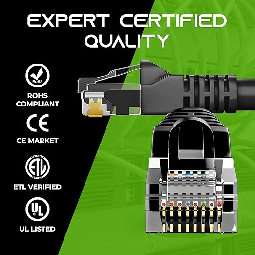 GEARit Cat 6 Patch Cables 0.5 ft Black (100 Pack) - Cat6 Patch Cables 0.5ft Black/Ethernet Patch Cable, 10Gbps 550MHz 24AWG Pure Copper, Snagless, Gold Plated RJ45 for Router, Server, Router, PC