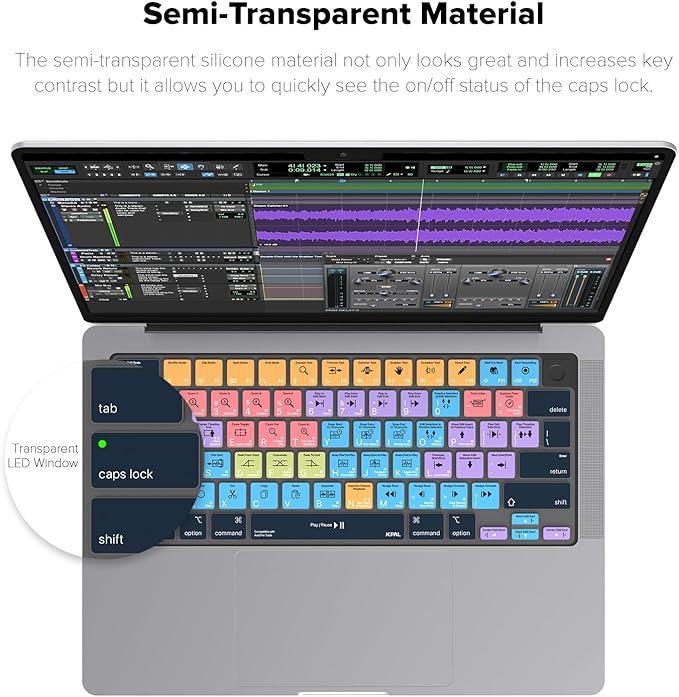 JCPal Avid Pro Tools Shortcut Guide Keyboard Cover for Apple MacBook Pro 14 inch / 16 inch (M1–M5), MacBook Air 13 inch / 15 inch (M2–M5) and MacBook Neo (US–Layout)