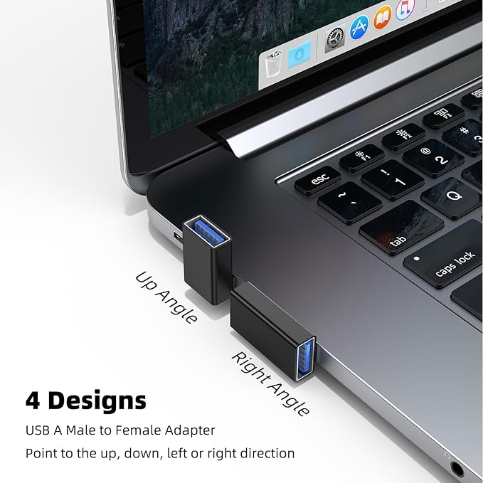 AreMe 90 Degree USB 3.0 Adapter 4 Pack, Up&Down, Left&Right Angle, Black