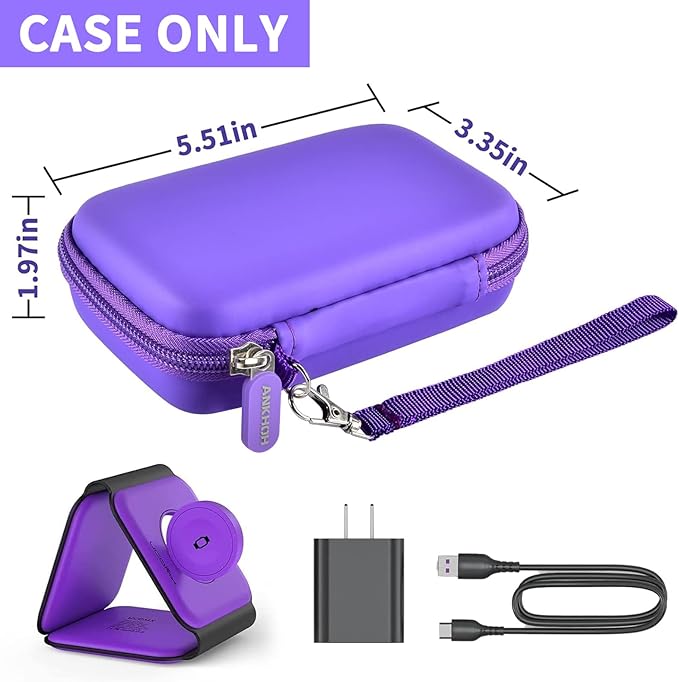 ANKHOH Travel Case for UCOMX for Nano/for Iseyyox/for LISEN/for RTOPS 3 in 1 Wireless Charger, Foldable Magnetic Charging Station Storage Holder Bag for Fast Charge Pad Cable Purple-Box Only