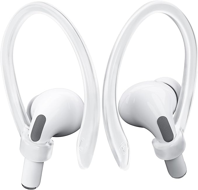 ICARERSPACE AirPods Ear Hooks - Upgraded Anti Slip Sports Clip Hooks for AirPods 1, 2, 3, 4, Pro and Pro 2 Transparent