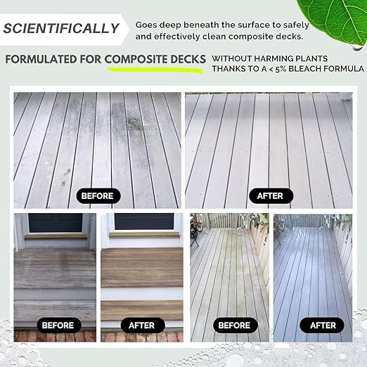 Wash Safeâ¢ SPRAY & CLEAN Commercial-Strength Composite Deck Cleaner | Remove Black Stains | Cleans Up to 1,500 sq. ft. | Deep Set Cleaning, 1 Gal.