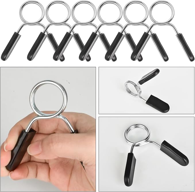 Spring Clip Collars 1 Inch Olympic Barbell Clamps Dumbbell Clips Weight Bar Clips for Weightlifting, Powerlifting, Strength Training (1 Pair)