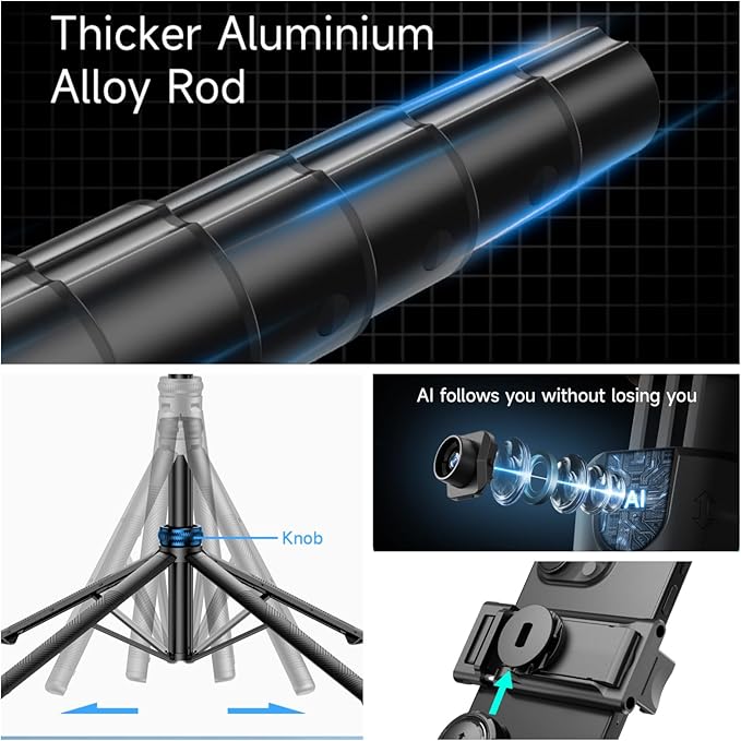 SESDOS Auto Face Tracking Tripod 360° Rotation with Stand,Smart Gesture Control Travel Selfie Stick for Content Creator Tiktok YouTube Vlog Video Live Streaming