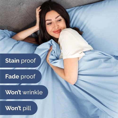 Cal King Size Sheet Set by Hotel Luxury | 4-Piece Comfy, Breathable & Cooling Bedding - Soft, Wrinkle-Free, Deep Pockets - Light Blue
