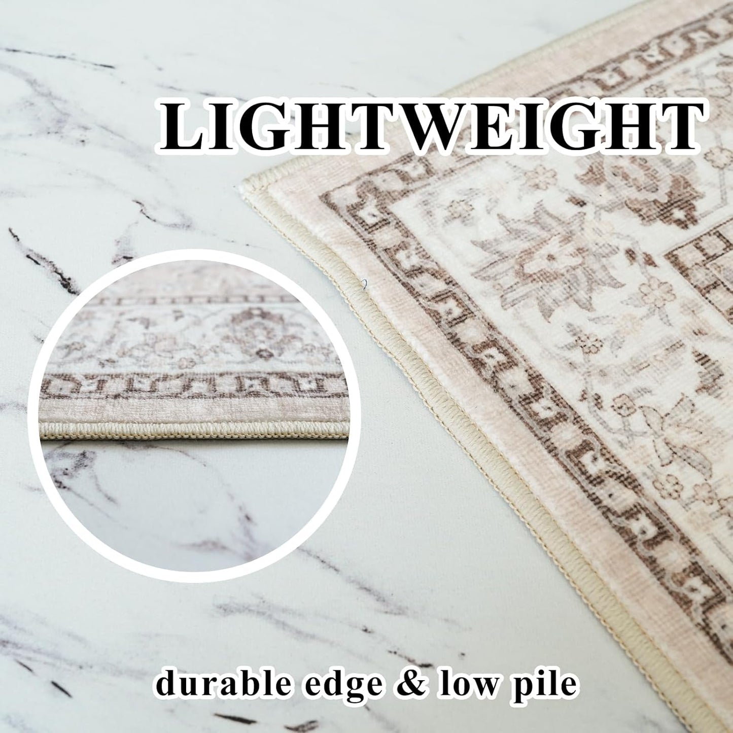 Regine Switzerland Washable 2x3 Entryway Area Rug - Soft Non-Slip Vintage Kitchen Runner in Beige