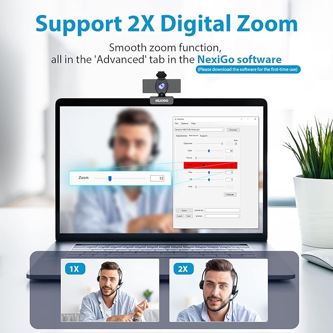 NexiGo N60 1080P Webcam with Microphone, Software Control & Privacy Cover, USB HD Computer Web Camera, Plug and Play, for Zoom/Skype/Teams, Conferencing and Video Calling