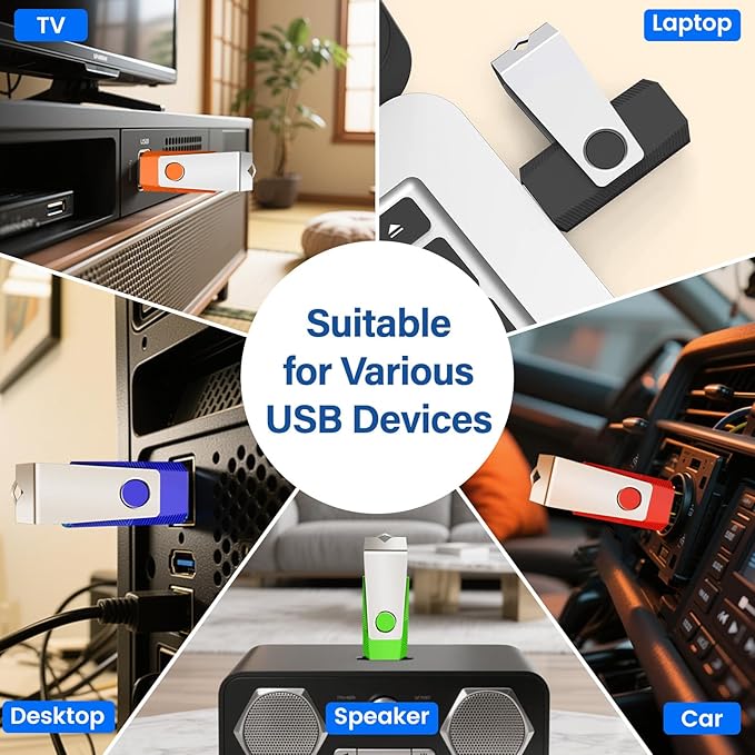 2GB Flash Drive 2 Pack, Wooolken USB 2.0 Thumb Drives Jump Pen Drive Memory Stick with LED Light and Lanyards for Storage and Backup (Black Blue)