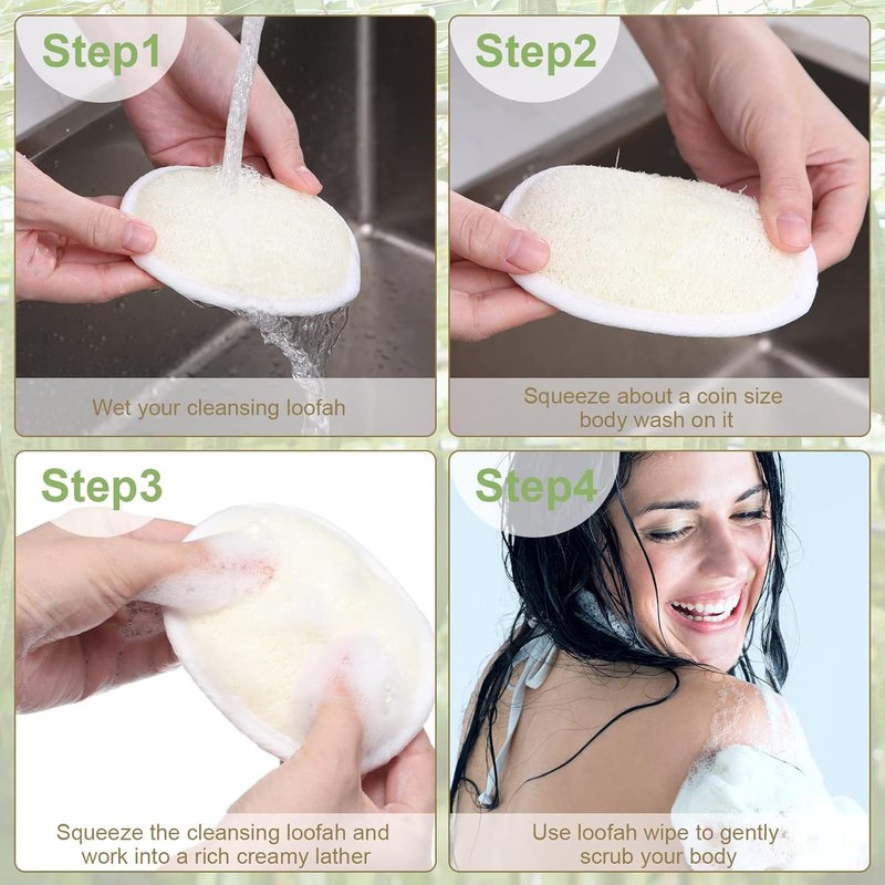Exfoliating Loofah Pad - 50 Natural Luffa Scrubber Sponges for Men & Women | Bath & Shower Essential