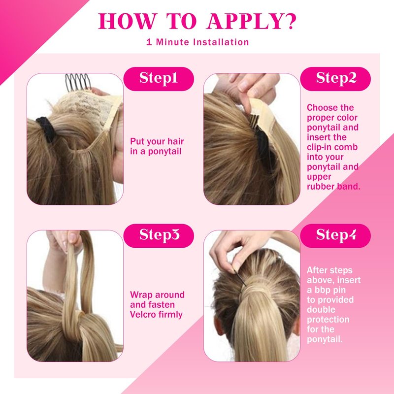 Ve Sunny Hair Extensions Ponytail Real Human Hair 80g Wrap Around Straight Ponytail Extensions Dark Brown Balayage Chestnut Brown clip in Style Short Length 14 Inch